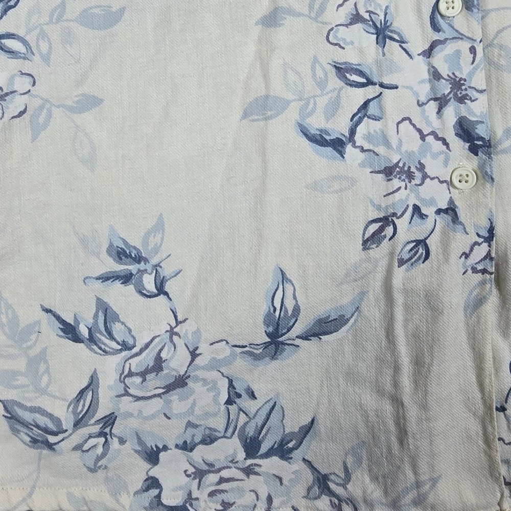 Vtg Eddie Bauer Men's White Blue Floral Camp Shirt Single Needle USA Size S - Picture 6 of 7